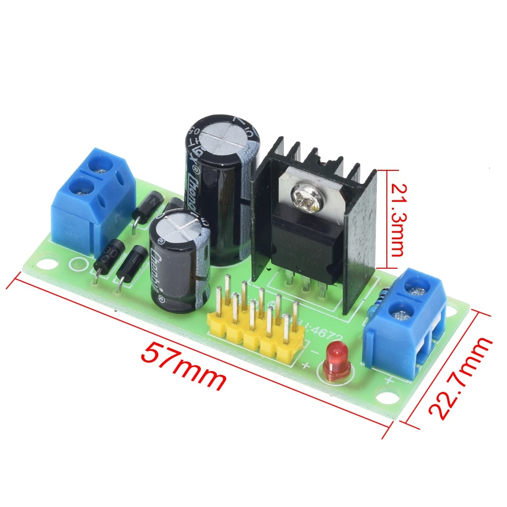 TZT 1/3PCS L7805 LM7805 Step-Down-Konverter-Platine 7,5V-20V zu 5V Regler Buck-Stromversorgungsmodul für Arduino – Detail 1