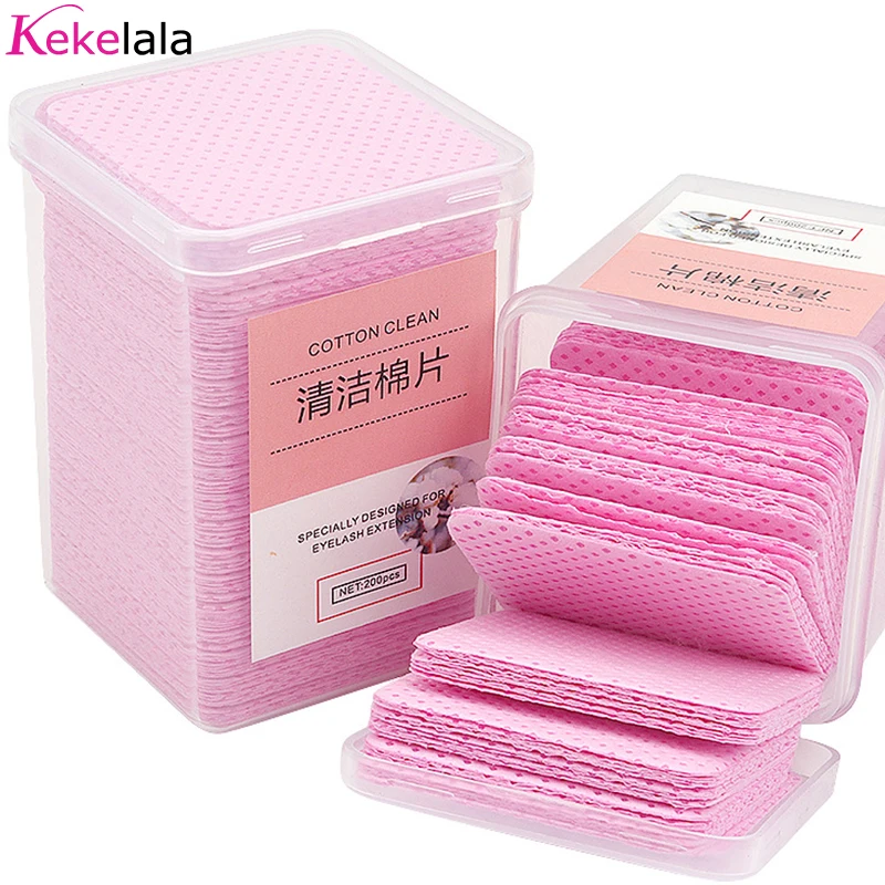 200pcs Lint-Free Cotton Paper Eyelash Extension Glue Remover Anti-clogging Wiper Wipe Glue Bottle Mouth Clean Pads Makeup Tools