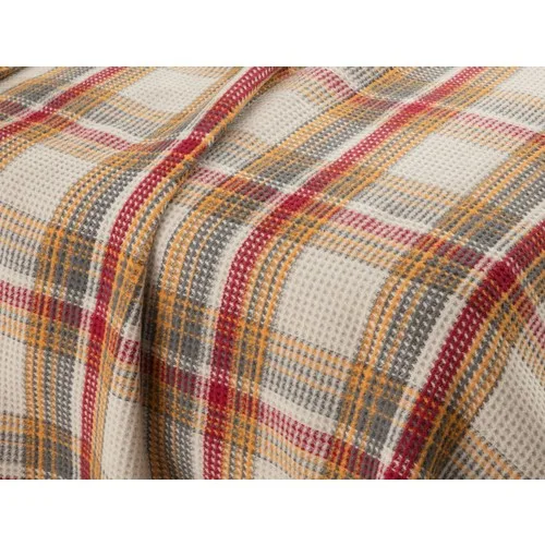 Madame Coco Odline Double Personality Plaid Cotton Blanket Ecru Anthracite