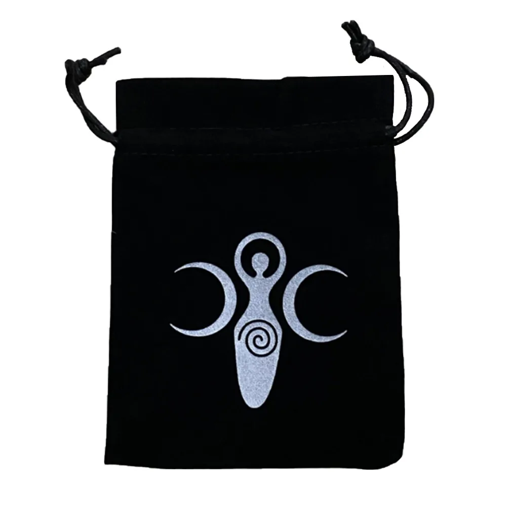 Velvet Moon Phase Goddess Tarot Storage Bag Rune Board Game Card Divination Bag Soft Lightweight Small Items Storage Bags