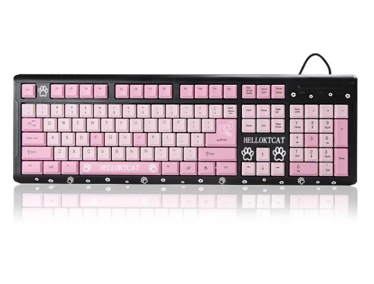 

black Cute Cartoon USB Wired Keyboard girl's love gift KT cat keyboard for computer