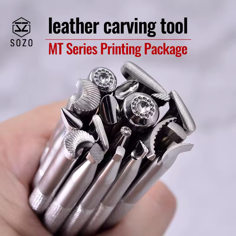 SOZO MT Series Professional printing package Leather Work Stamping Tool Saddle make Carving Pattern 304 Stainless streel Stamps