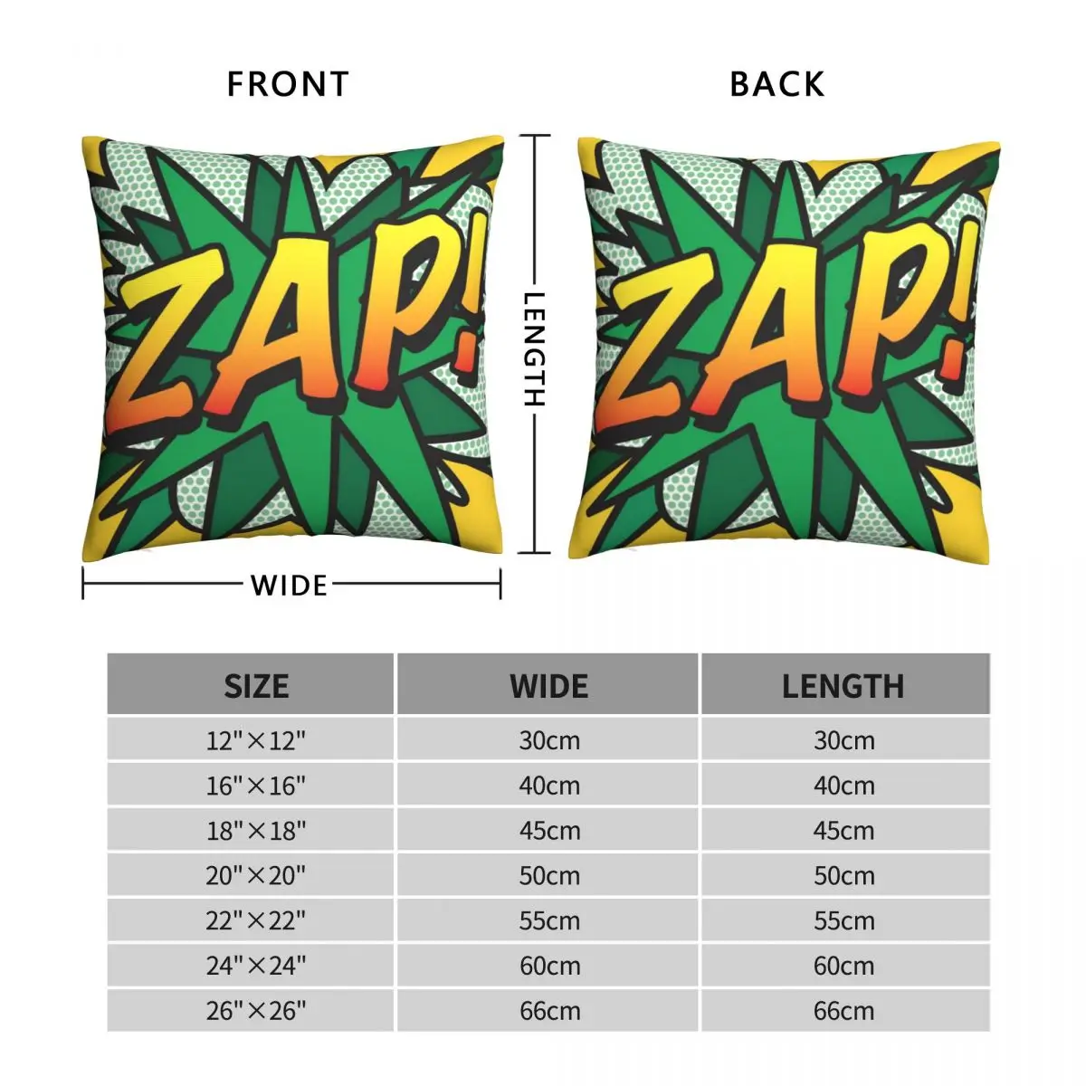 ZAP Comic Book Pop Art Retro Fun Square Pillowcase Polyester Linen Velvet Zip Decor Throw Pillow Case Sofa Cushion Cover