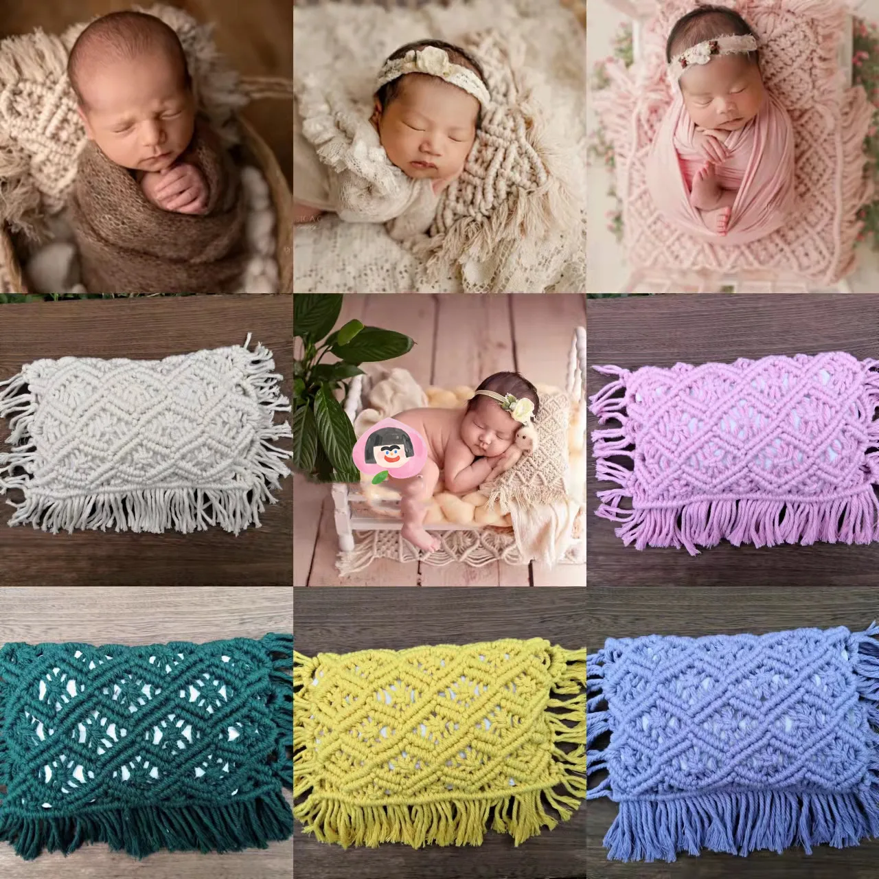 

Newborn Baby Studio Photo Props Handmade Weave Crochet Pillow Professional Posing Crescent Cushion Photography Shoot Positioner