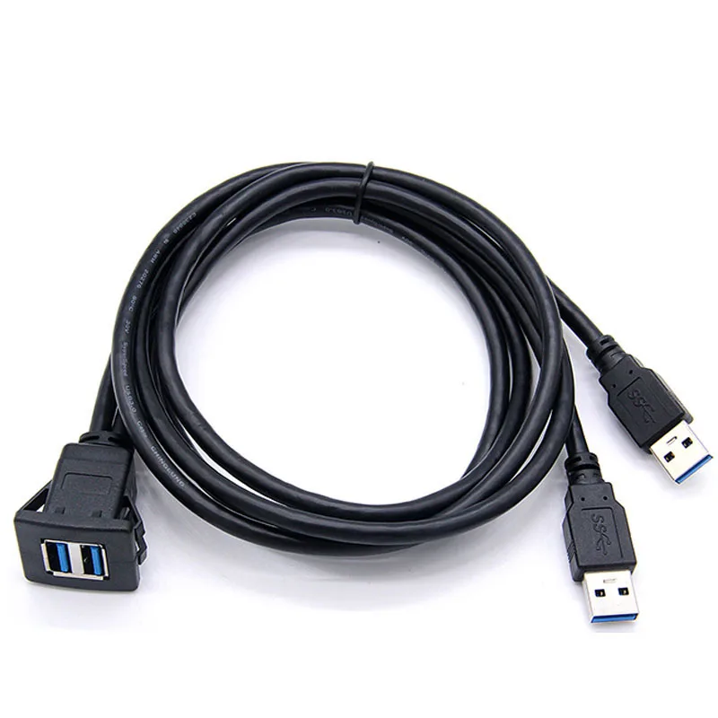كابل usb 3.0 و USB2.0 مزدوج ، كابل تركيب لوحة القيادة ، معزول ، ذكر إلى أنثى ، 1 متر/2 متر