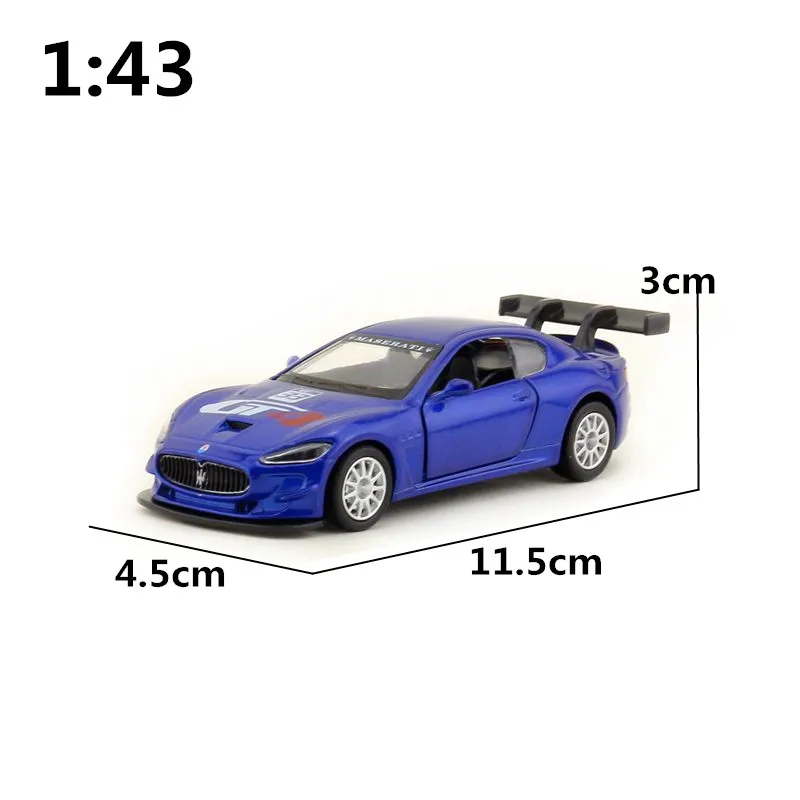 Diecast Metal Toy Model 1:43 Scale Maserati MC GT4 Super Car Pull Back Doors Openable Educational Collection Gift Match Box