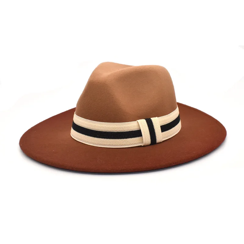 Gradien Wool Jazz Fedoras Hats Casual Men Women Fashion Hat Leather Belt Felt Hat Panama 2021 Trilby Formal Party Cap 55-58CM