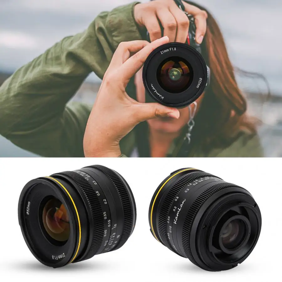 Kamlan 21mm F1.8 APS-C Camera Lens Manual Focus For Fujifilm FX M4/3 Mount Canon EOS-M Sony E Fuji X Mirrorless Camera A6000 5T