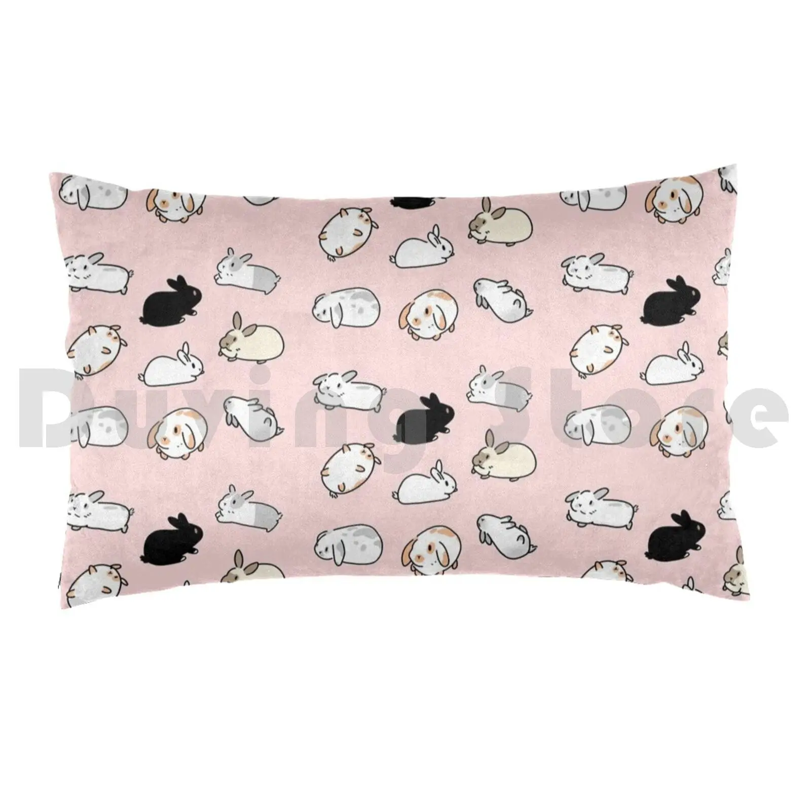 Bunny Rabbits Pillow case 2449 White Simplistic Mimimalist Bunny Rabbit Rabbits Bunnies Kawaii