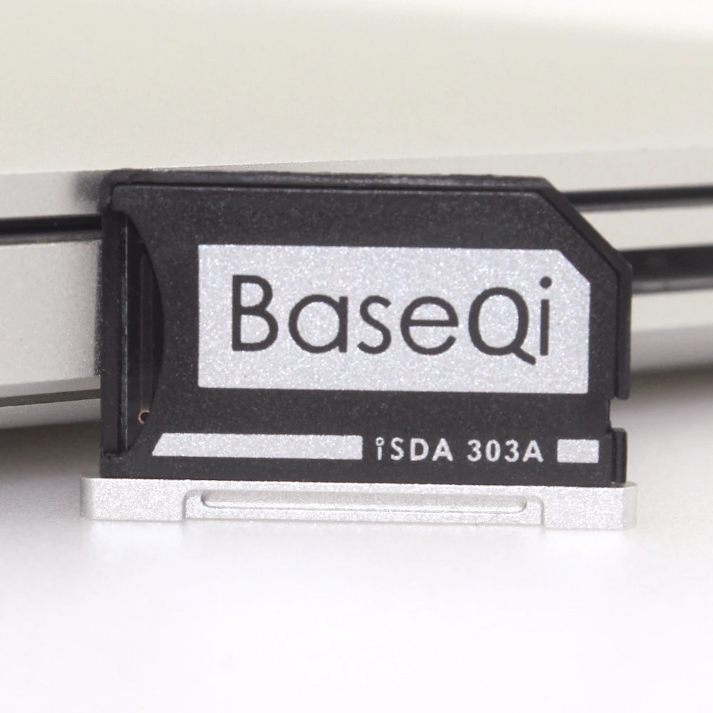 BaseQi MacBook 303A Unidad Stealth de Aluminio Adaptador de Tarjeta Micro SD/TF Lector de Tarjeta SD para MacBook Pro Retina 13 Pulgadas