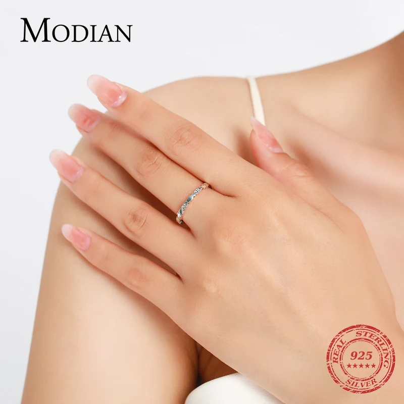 Modian powieść rybny pierścionek do noszenia warstwowego prawdziwe 925 Sterling Silver Fashion specjalne zwierzęce pierścienie minimalistyczna