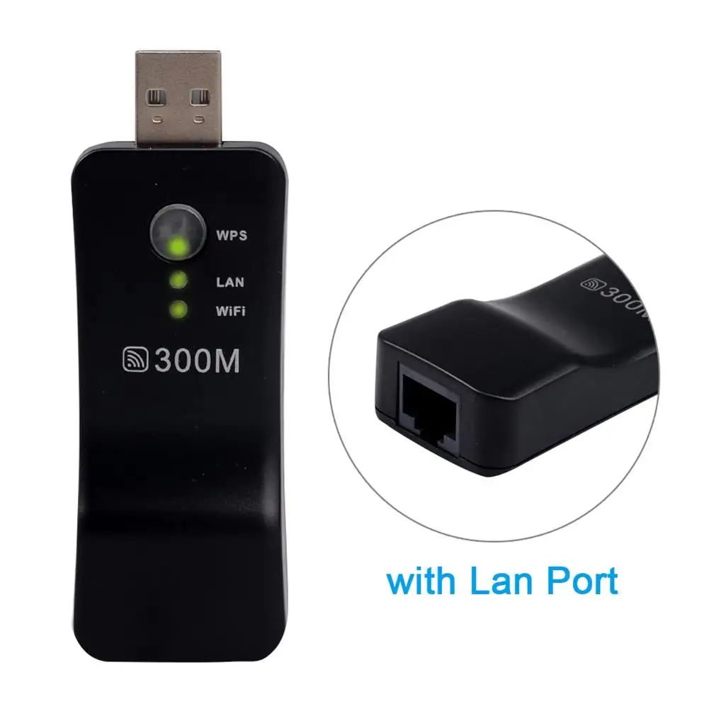 

300Mpbs USB Wireless WiFi Smart TV Network Adapter Universal HDTV RJ45 Lan Port Repeater AP WPS for Samsung TV