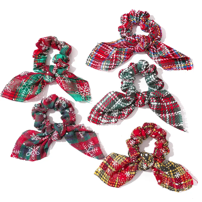 Fashion Christmas rabbit ears For Women Girls Elastic Hair Rubber Christmas Ornaments Hair Ring Velvet Hair Accessories