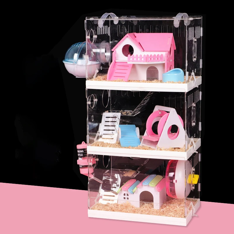 

Hamster House Acrylic Villa Transparency Double Three Layers Guinea Pig Cage Small Pet For A Hamster Bservation Nest Take Trsy