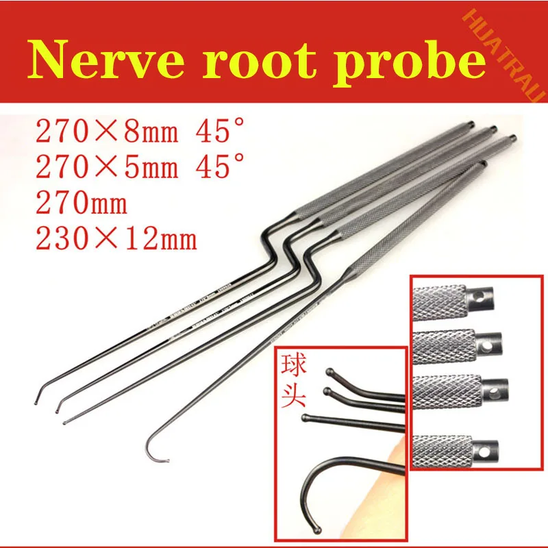 Nerve root probe ball round head orthopedic instruments medical spine gun Z-type black micro stripping Stripper retractor hook