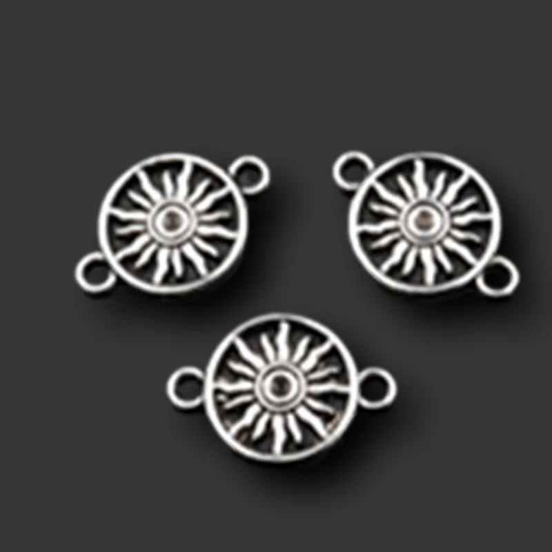 10pcs connettori solari Color argento antico per fare orecchini braccialetto regalo Charms fai da te gioielli moda artigianato risultati 23*16mm