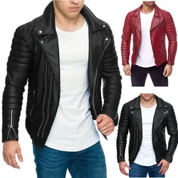 Jacket Men's New Men's Fashion Casual Long Sleeve Motorcycle Fur Jacket Slim Men's Winter Coat PU Artificial Leather