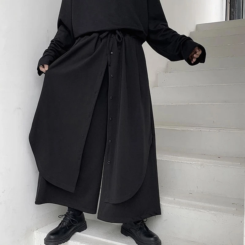 

Men's Wide Leg Pants Spring And Autumn New Personality Double False Two Pieces Of Casual Loose Large Size Pants