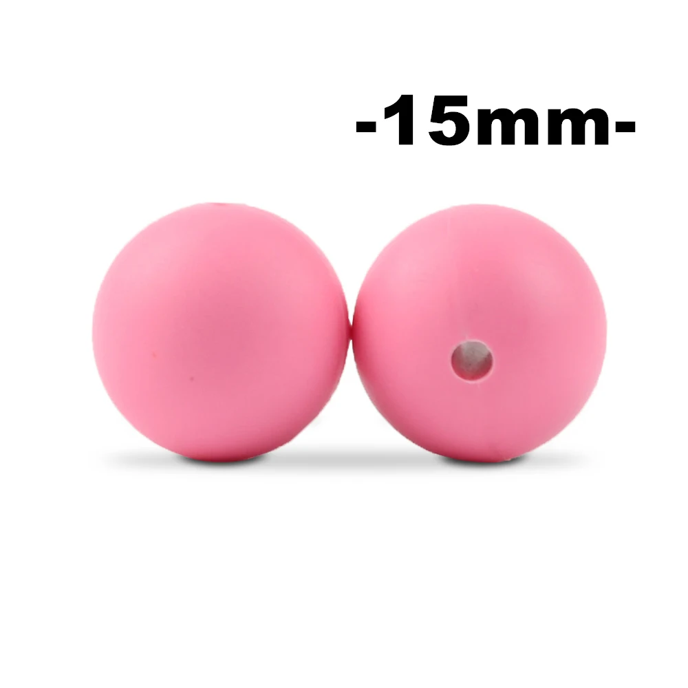 15mm 100 stuks Ronde Siliconen Kralen Bijtring Baby Verpleging Ketting Fopspeen Clip Mondverzorging BPA Gratis Food Grade Kleurrijk