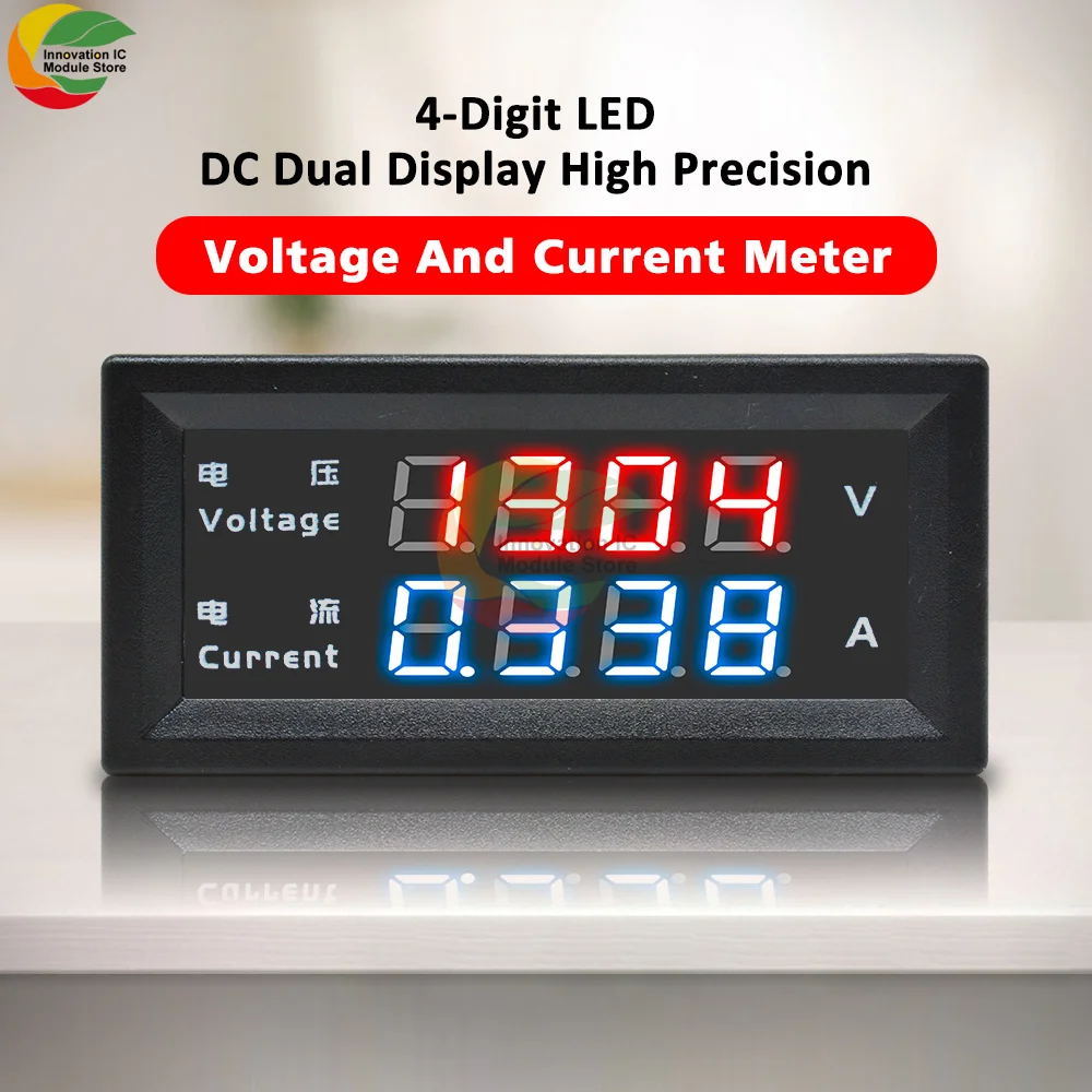 Ziqqucu M4430 0-100V/10A Upgraded Version DC 4-digit Precision Dual Display Voltage and Current Meter Red and Blue Five Lines