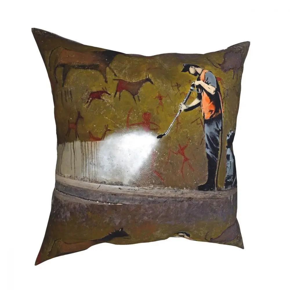 Council Worker By Banksy Square Pillow Case Polyester Decorative Pillow 45*45cm Cushion Covers