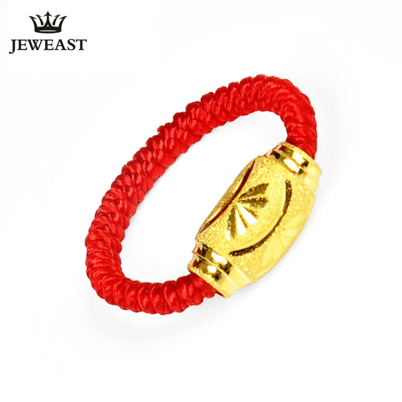 YSY 24k Gold Transfer Bead Ring Pure Solid Au999 Red Rope Women's Road Pass Gift For Girlfriend Classical  Wedding Bands Hot