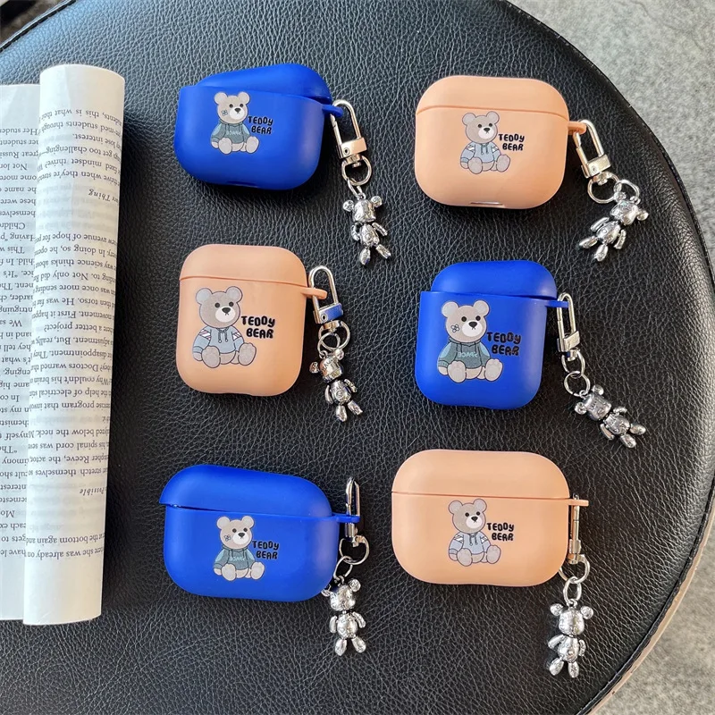

Матовый чехол для наушников из ТПУ с милым медведем для Apple Airpod 2/1, чехол для Airpod Pro 3, аксессуары для беспроводных наушников Bluetooth, принципиально