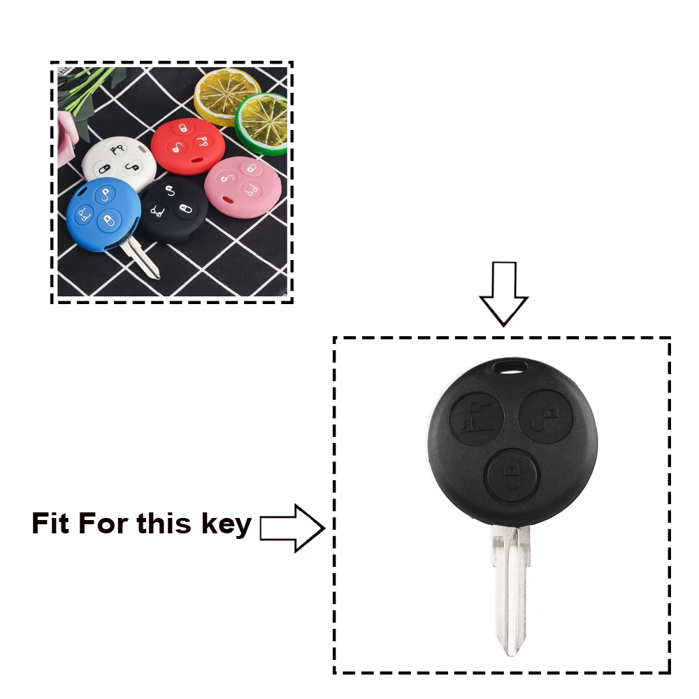 KEYYOU 3 Buttons Silicone Car Key Cover Fob Case For Mercedes Benz Smart City Roadster Fortwo Key Holder Cover Car Styling