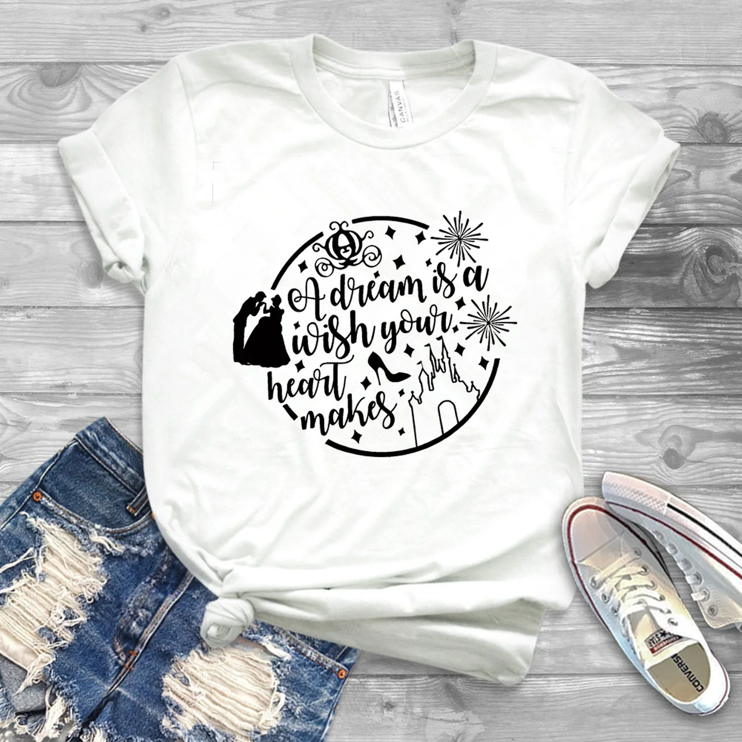 2020 Women A Dream Is A Wish You Heart Makes Shirt Fairy Tale Inspired Graphic T-shirt Funny Quote Shirts Cute Ulzzang Tops