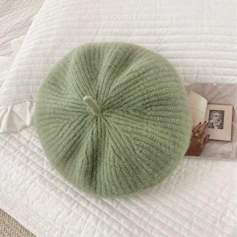 2021 New Women\'s Winter Wool Knitted Beret Women\'s Stretch Retro Painter Hat Warm Knitted Hat Autumn and Winter Hat