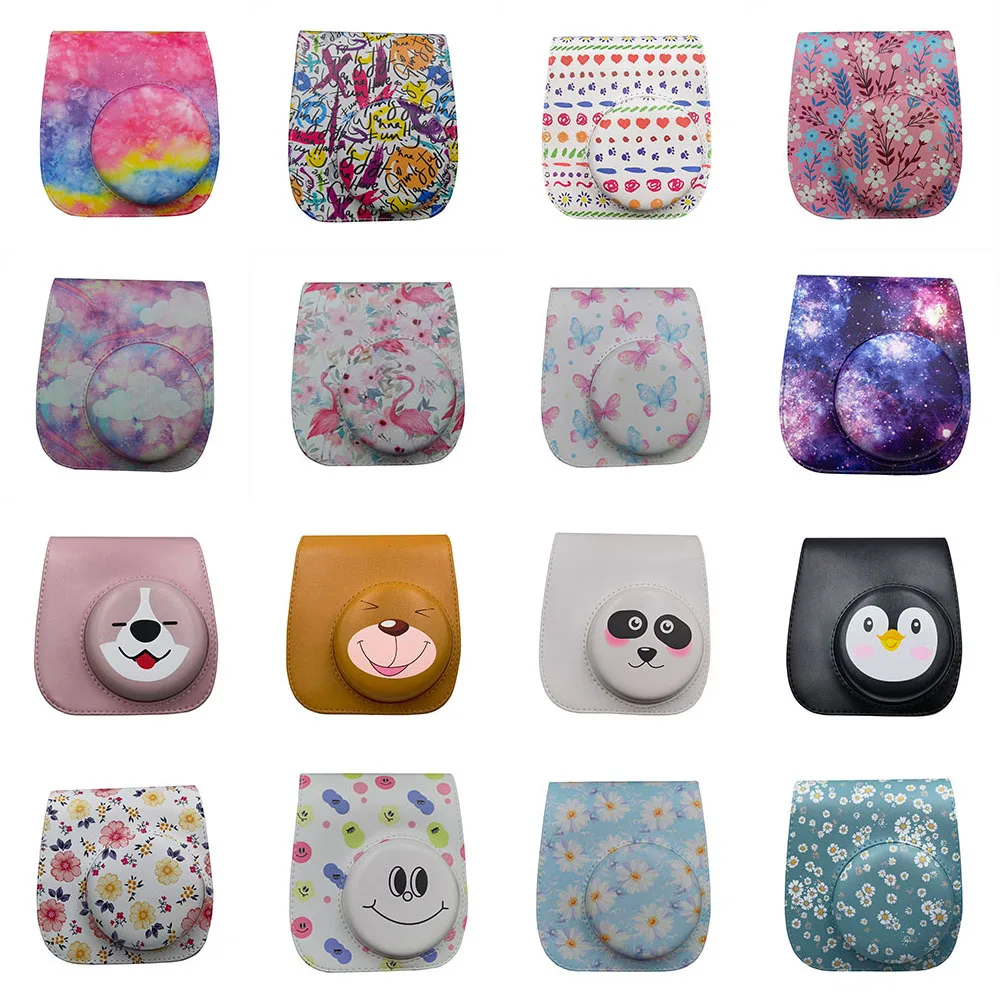 Сумка на плечо для камеры, защитный чехол, кожаная сумка для камеры Fujifilm Instax Mini 8/ MINI8 +/ 9 mini 11 с красочными узорами леса