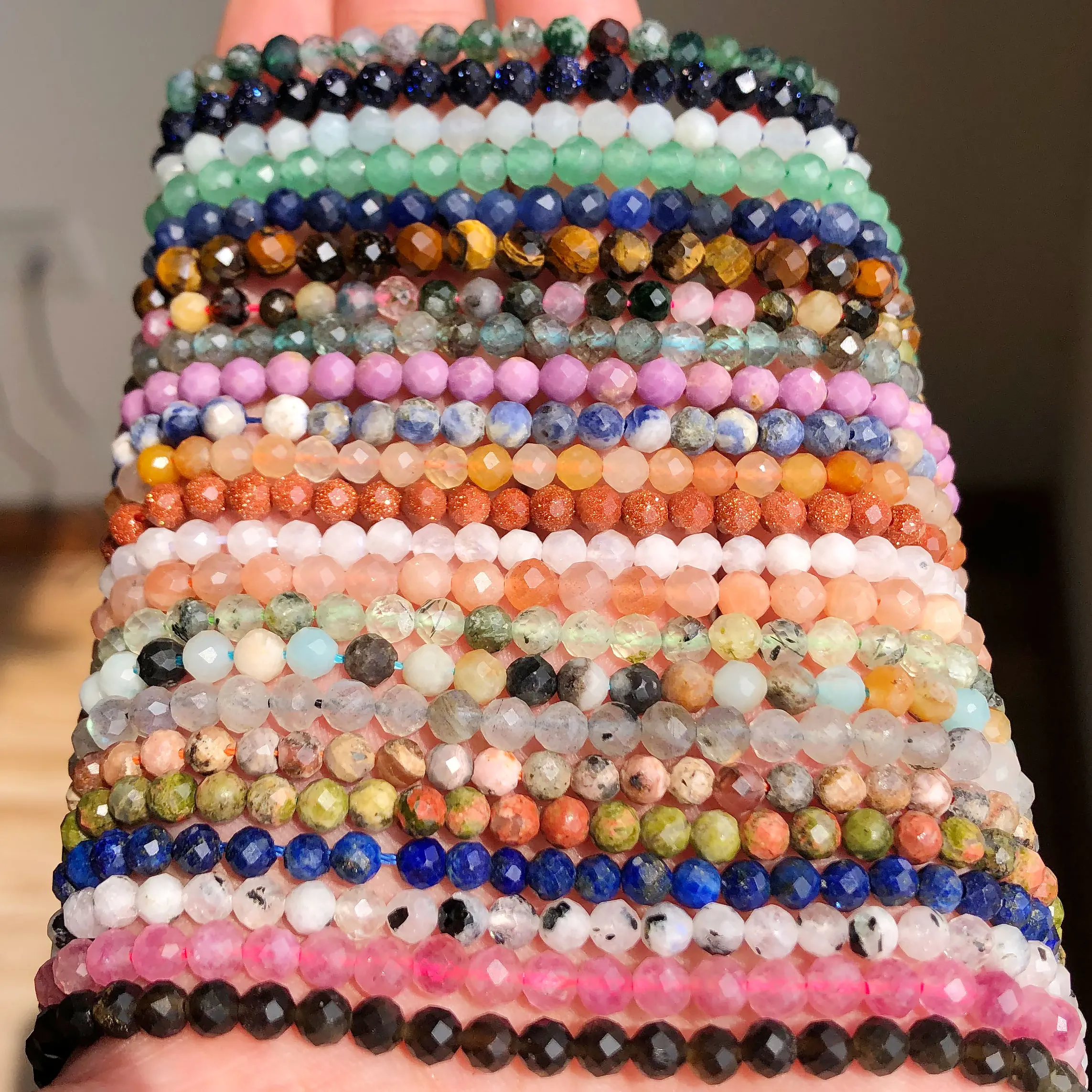 Faceted Natural Stone Beads Small Opal Tourmaline Turquoises Waist Seed Beads for Jewelry Making DIY Needlework 2mm 3mm 4mm 15\'\'
