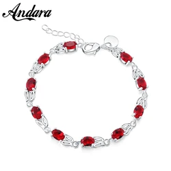 Exquisite 925 Sterling Silver Bracelet Red Zircon Woman Bracelet High Jewelry Gift