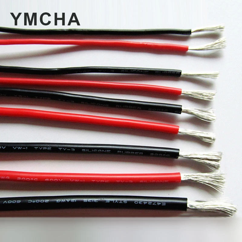 Heat-resistant Cable Copper Soft Silicone Wire 12AWG 14AWG 16AWG 18AWG 20AWG 22AWG 24AWG 26AWG 28AWG 30AWG Stranded Conductor