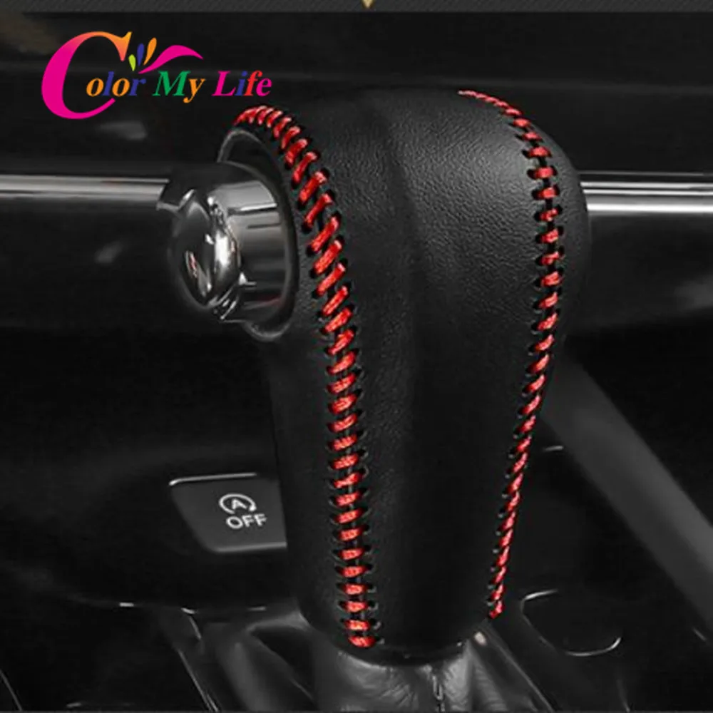 Color My Life Leather Car Gear Collars for Honda HRV HR-V Vezel 2014 - 2020 AT Gear Head Knob Protection Cover Accessories