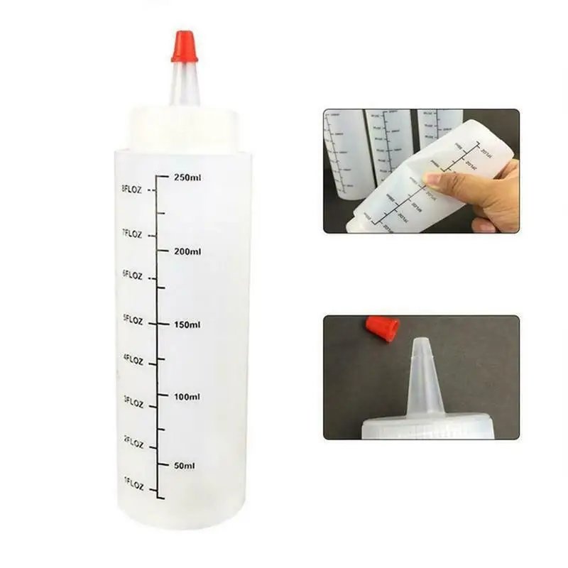 120/250/450ml Plastic Needle-nosed Scale Squeeze Bottle Squeezable Bottle With Leak-proof For Kitchen Salad Sauce Squeeze Bottle