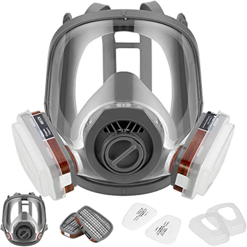 Reusable gas mask with activated carbon air filter to prevent gas, paint, dust, chemicals and other work protection