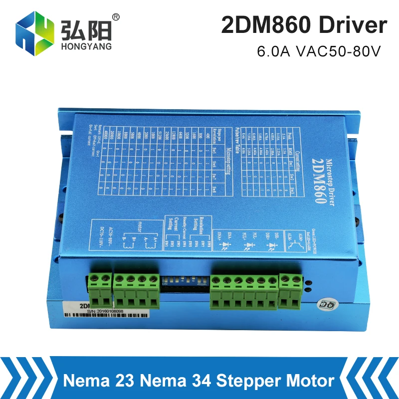 2 Phase 2DM860 Stepper Motor Driver 24-110VDC/18-80VAC Current 8.4A With Nema34 Motor For Laser Cutting And Engraving Machine