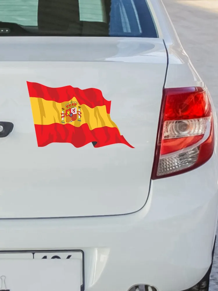 Tri mishki W1120 Flag Spain Coat of Arms Car Sticker PVC Decals Motorcycle sticker on Car Truck Bumper Laptop Fridge