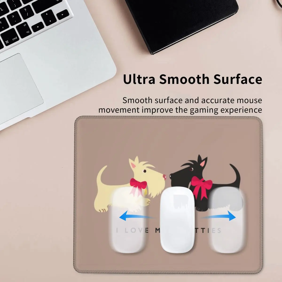 I Love My Scotties 마우스 패드 맞춤형 미끄럼 방지 고무 베이스 게이머 마우스 패드 액세서리, 스코티시 테리어 개 사무실 컴퓨터 PC 매트