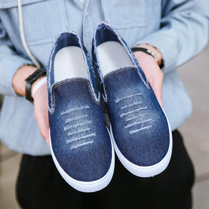 New Spring Autumn Canvas Shoes Men Fashion Denim Shoes Slip-on Mens Casual Shoes Hot Sale Ins Cool Shoes Male Loafers