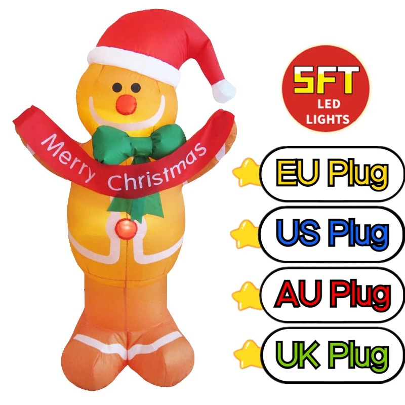 

Merry Christmas Inflatable Gingerbread Man Outdoor Decorations for the Yard Ornament Xmas Party Gift Indoor Toys New Year 2022