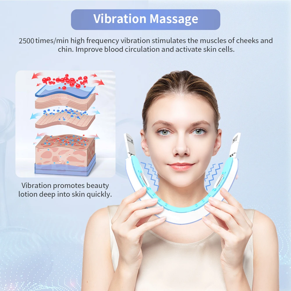 ANLAN-Fixed Face Lifting Device, Massagem EMS, Duplo Chin Remover, Vermelho, Azul, Luz, Calor, Em Forma de V Face Contour