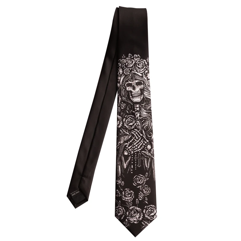 free shipping new fashion British men Original printing tie men's women tie literary black white skull rose cross Korean necktie