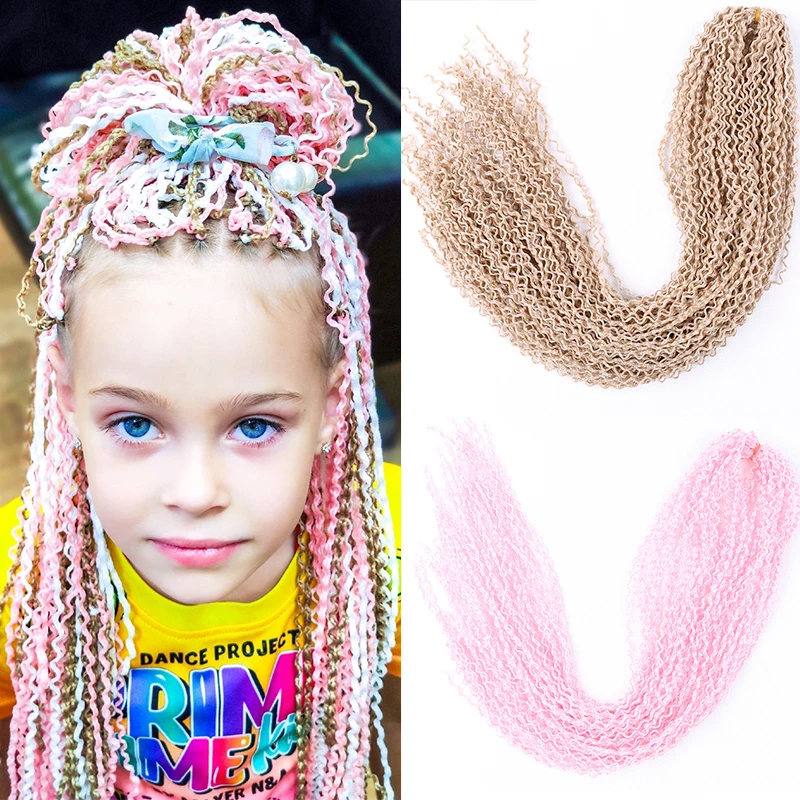 Full Star Curly ZiZi Box Braids Crochet Hair for Women Pink Brown Red color 50 g Crochet Braid 22 inch Long Synthetic Hair