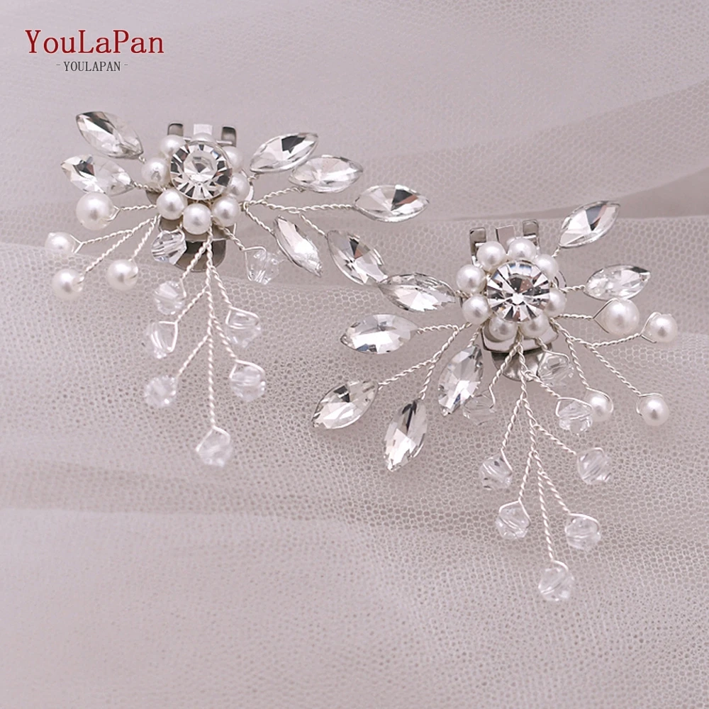 YouLaPan X02 Silver Bride Shoes Clips Pearl Rhinestone Wedding Shoes Buckle Women Shoes Accessories High Heel Decoration