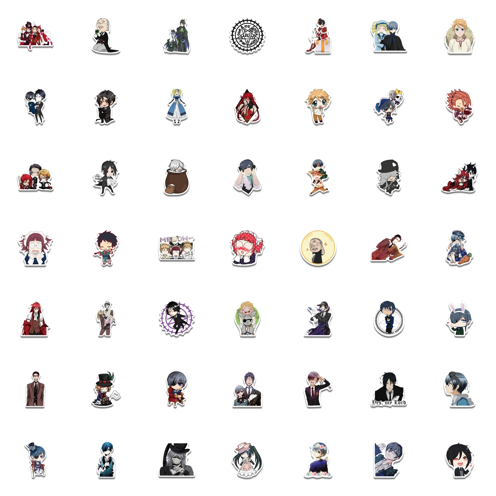 50/100PCS Black Butler Sticker Pack for Children Gift Cartoon Anime Stickers To Stationery Laptop Suitcase Guitar Decal