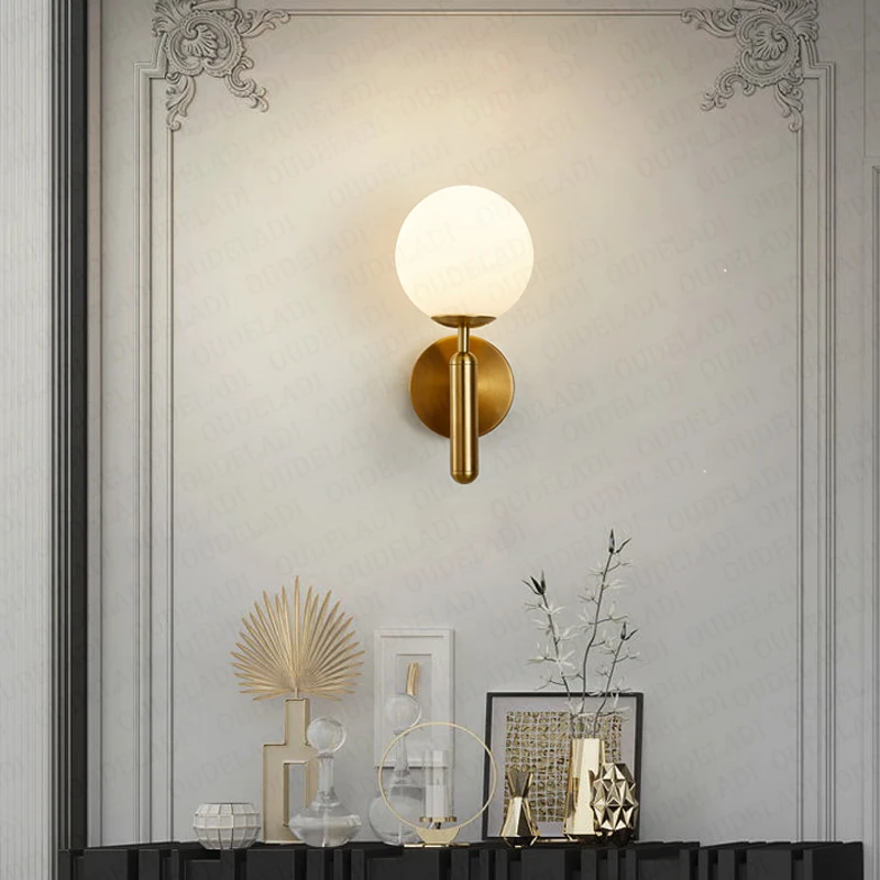 

OUDELADI Luxury water ripple glass wall lamp bedroom bedside study wall lamp simple TV background wall decoration wall lamp