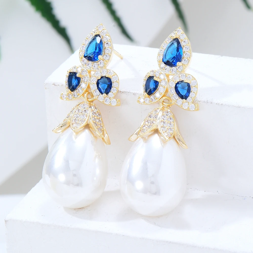 GODKI Trendy Pearl Indian Kundan Earring For Women Wedding Party African Dubai Bridal Jewelry boucle d'oreille femme Gift