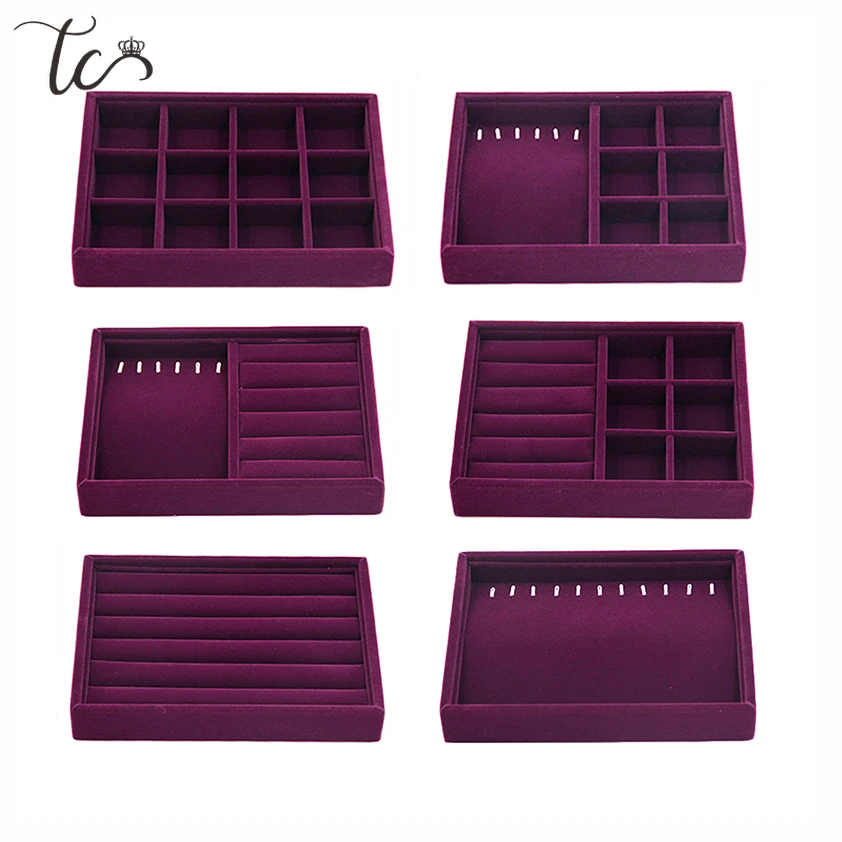 

Portable Velvet Jewelry Display Organizer Tray Ring Necklace Box Holder Earring Jewelry Container Organizador De Joyas